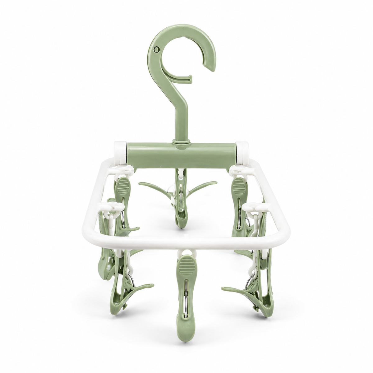 Smart Foldable Baby Laundry Hanger 10 Heavy Duty Clips Durable Green