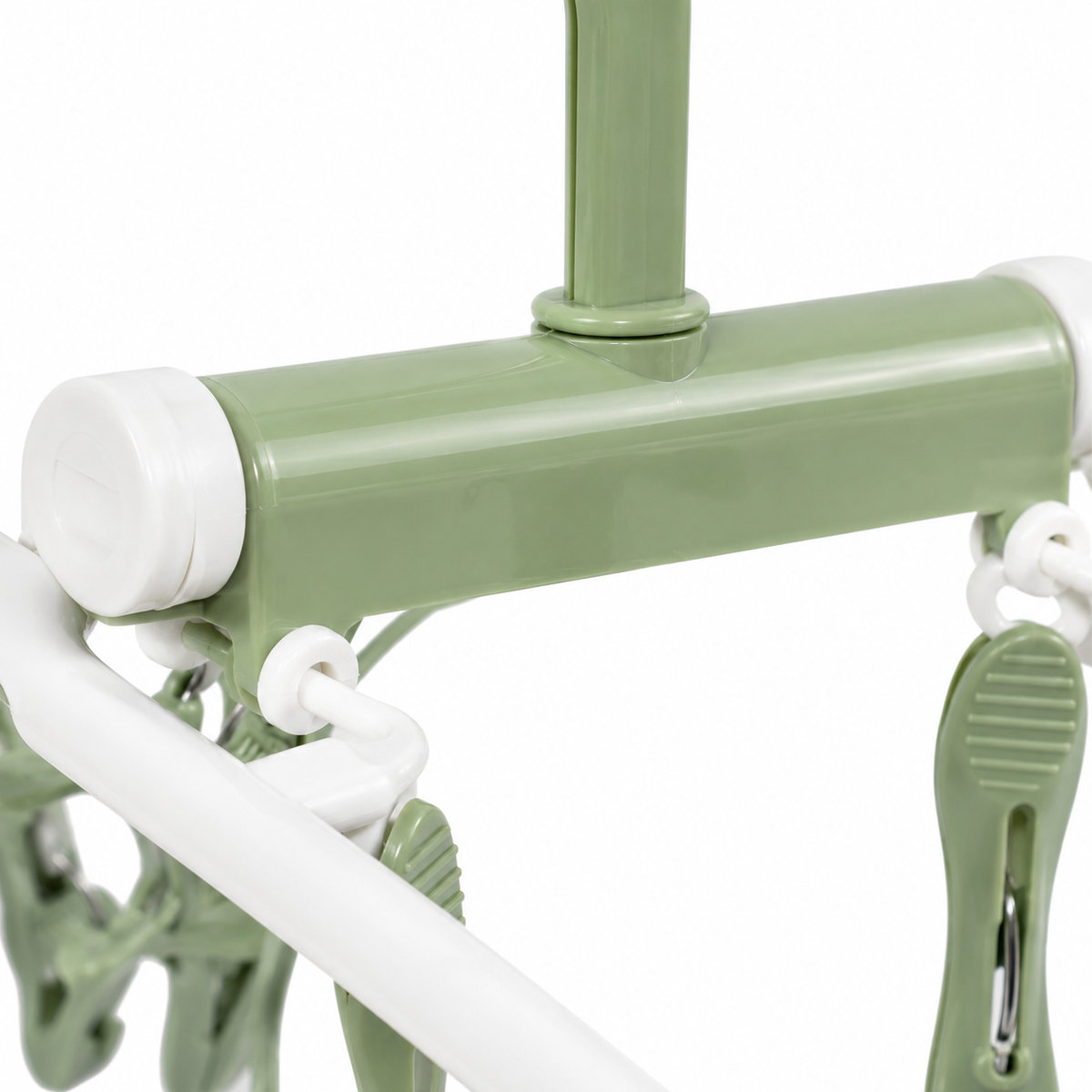 Smart Foldable Baby Laundry Hanger 10 Heavy Duty Clips Durable Green