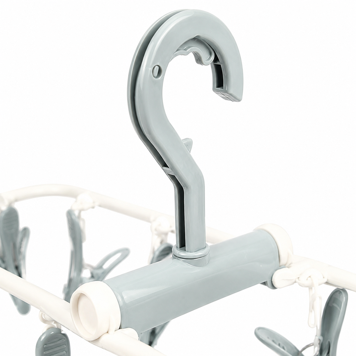 Smart Foldable Baby Laundry Hanger 10 Heavy Duty Clips Durable Grey