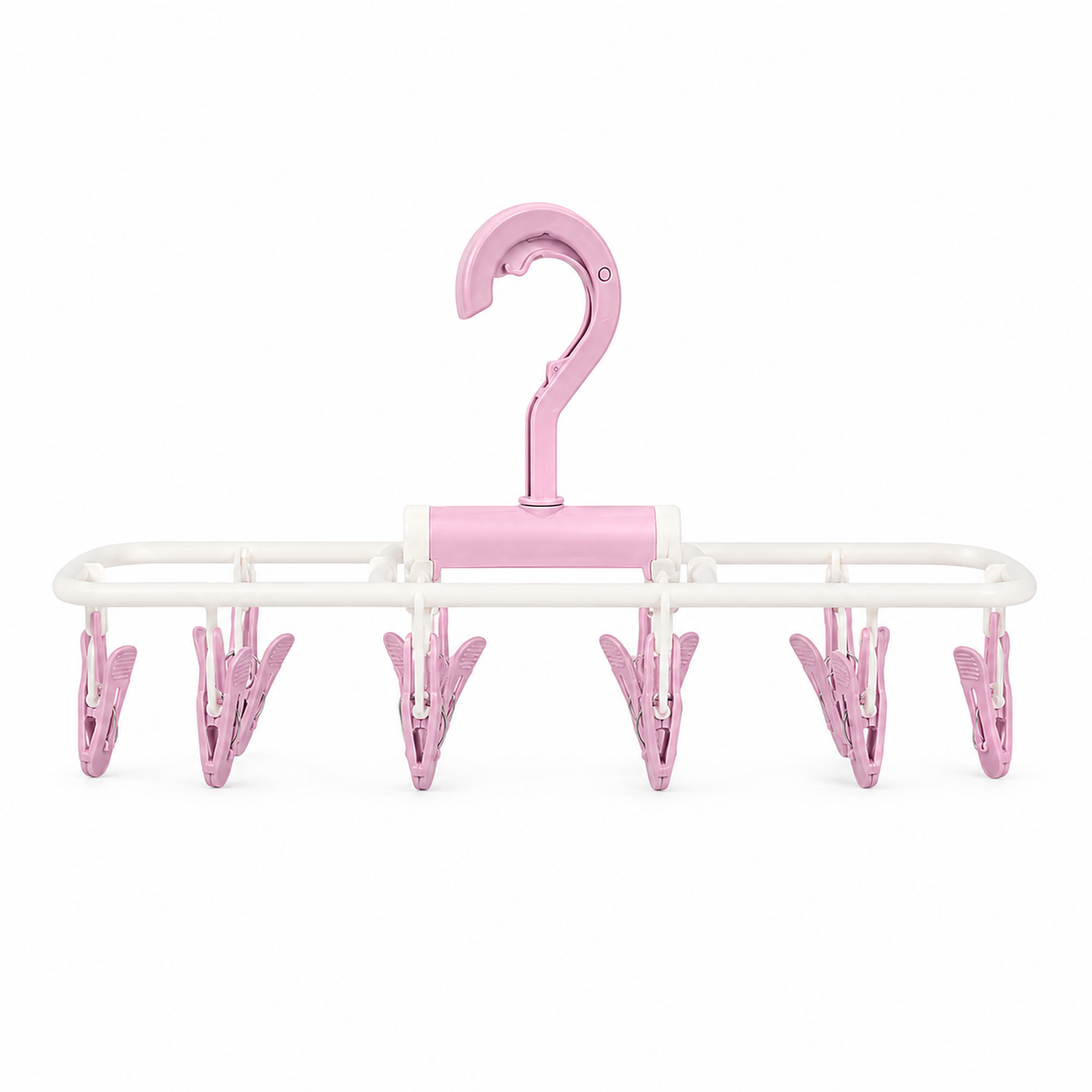 Smart Foldable Baby Laundry Hanger 10 Heavy Duty Clips Durable Pink