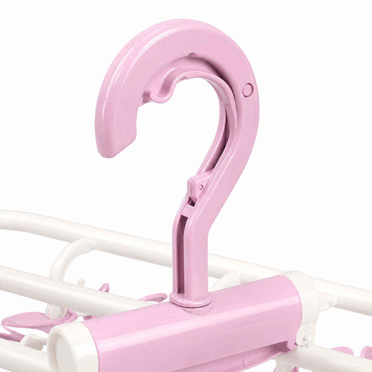 Smart Foldable Baby Laundry Hanger 10 Heavy Duty Clips Durable Pink