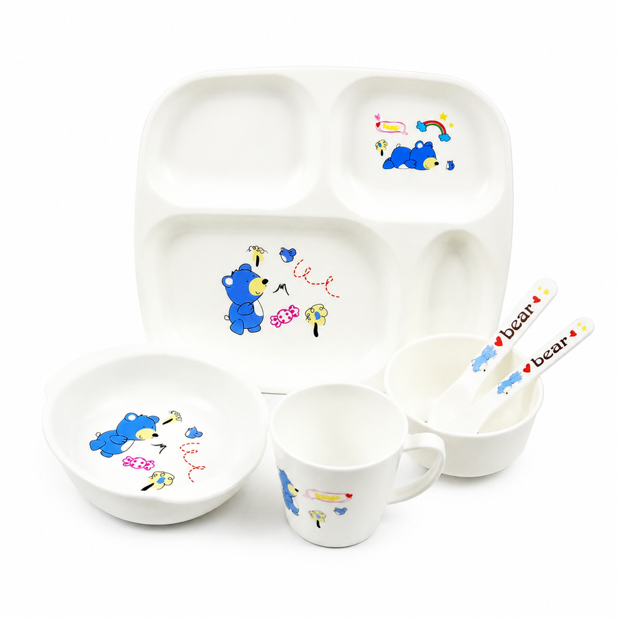 Blue Printed Baby Feeding Bowl Set