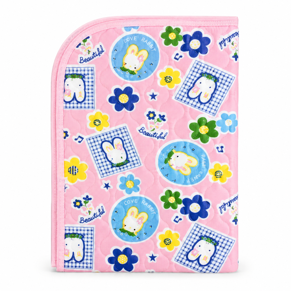 BABY CHANGING PLASTIC SHEET CUTE RABBIT PINK