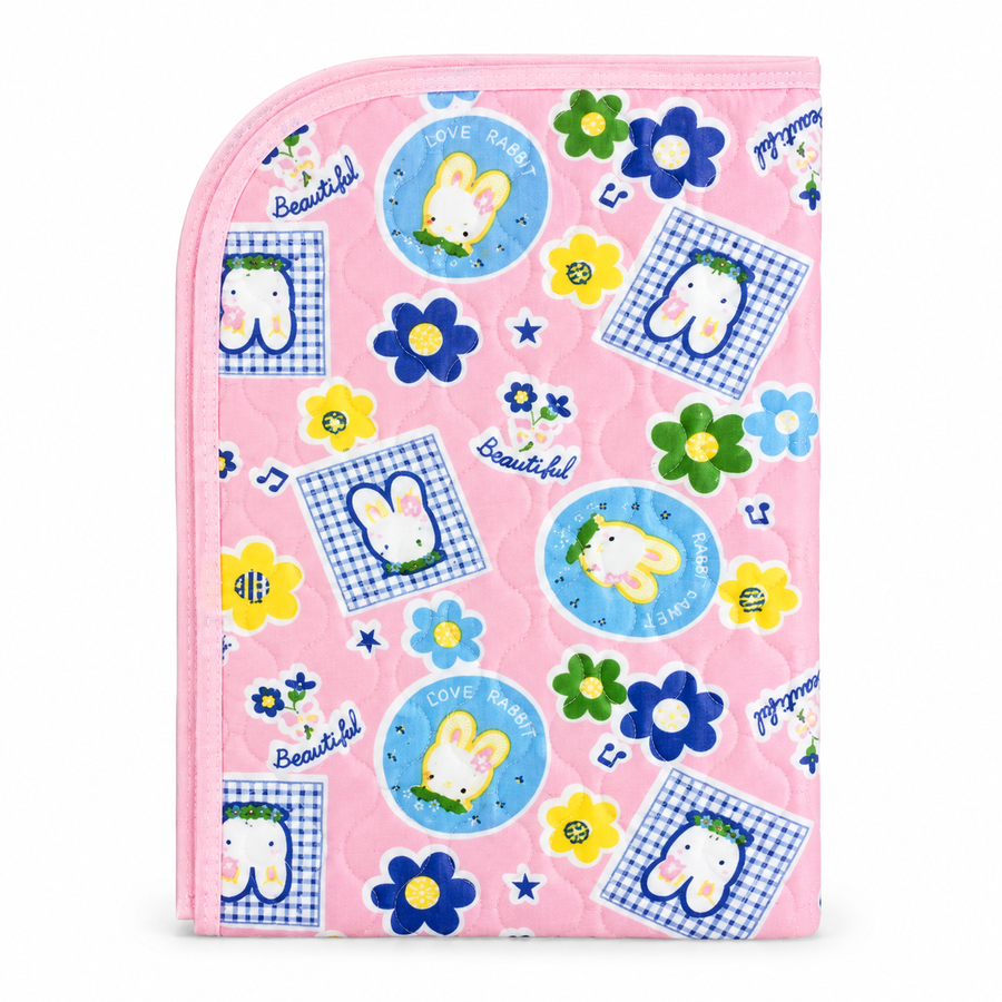 BABY CHANGING PLASTIC SHEET CUTE RABBIT PINK