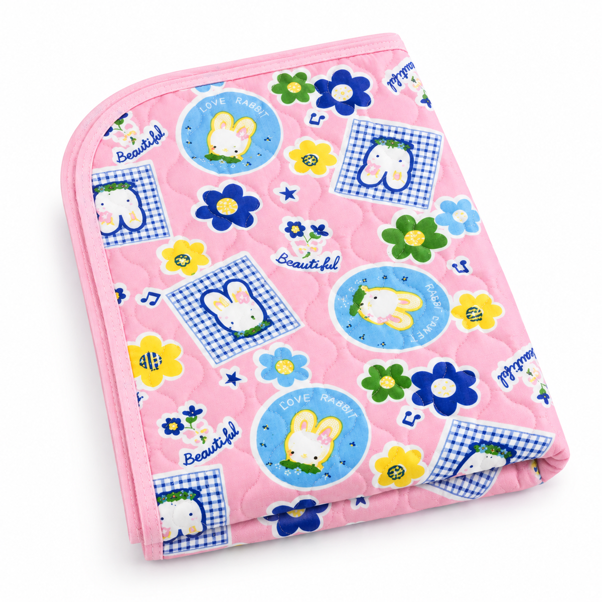 BABY CHANGING PLASTIC SHEET CUTE RABBIT PINK
