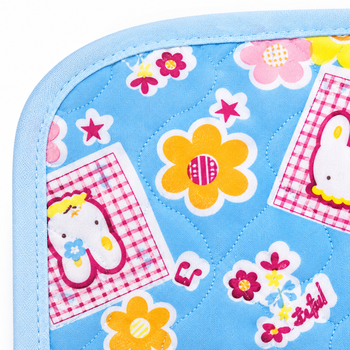 BABY CHANGING PLASTIC SHEET KITTY FLOWER BLUE XL