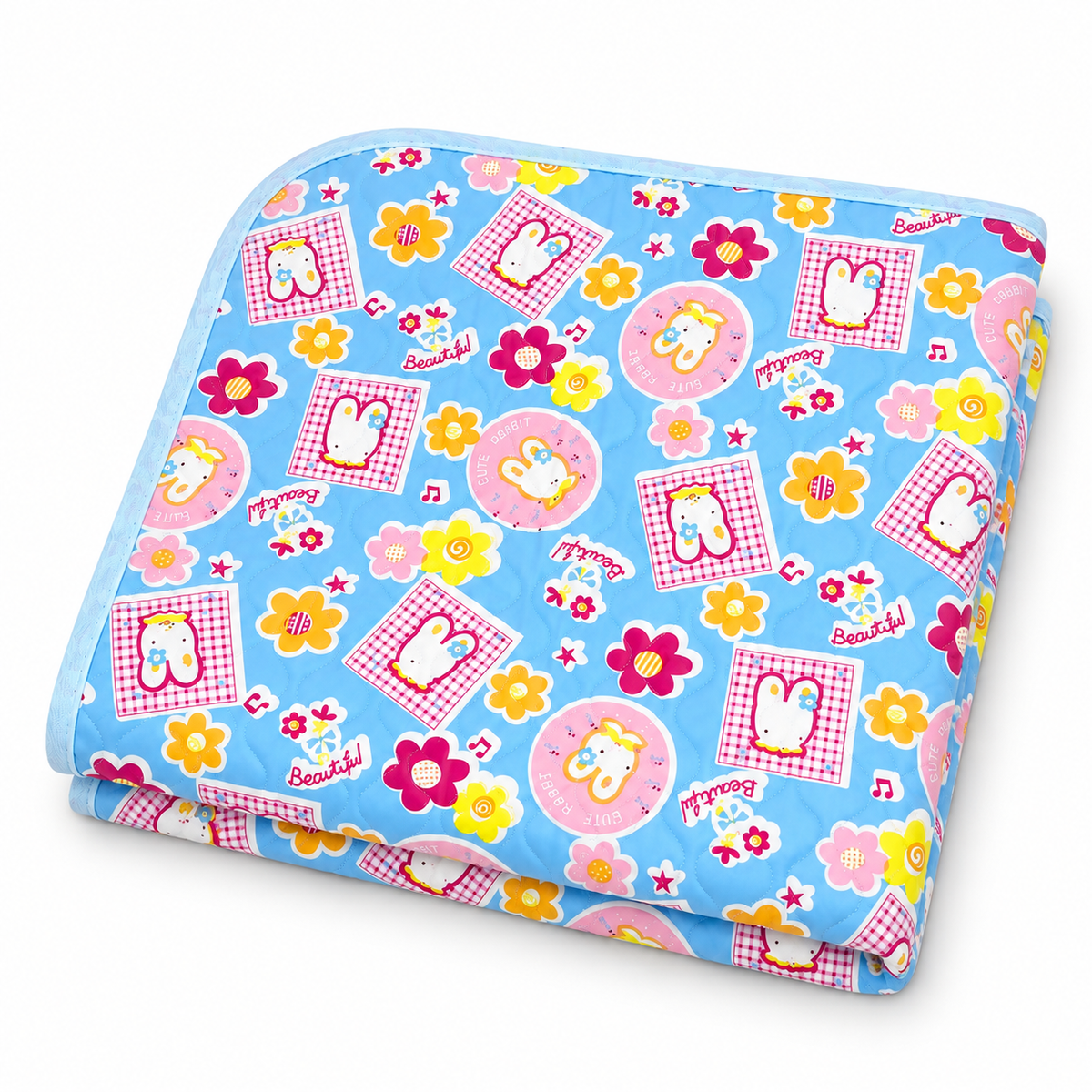 BABY CHANGING PLASTIC SHEET KITTY FLOWER BLUE XL