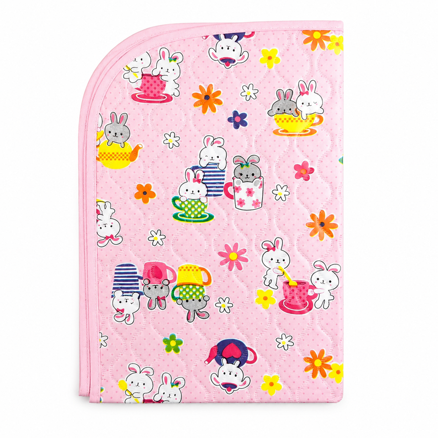 BABY CHANGING PLASTIC SHEET RABIT PINK SMALL