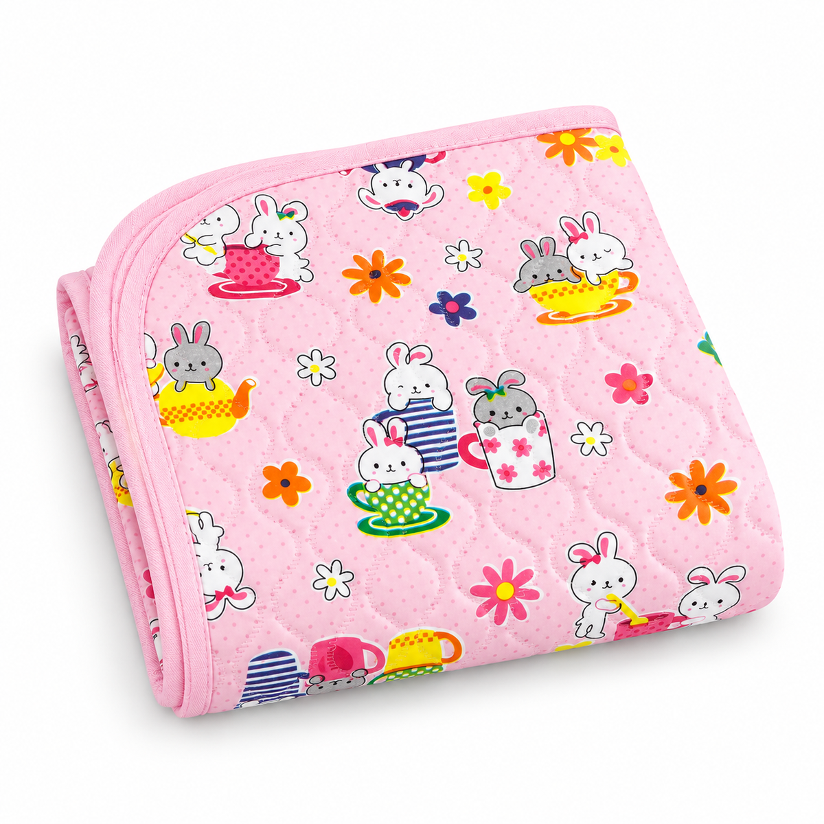 BABY CHANGING PLASTIC SHEET RABIT PINK SMALL