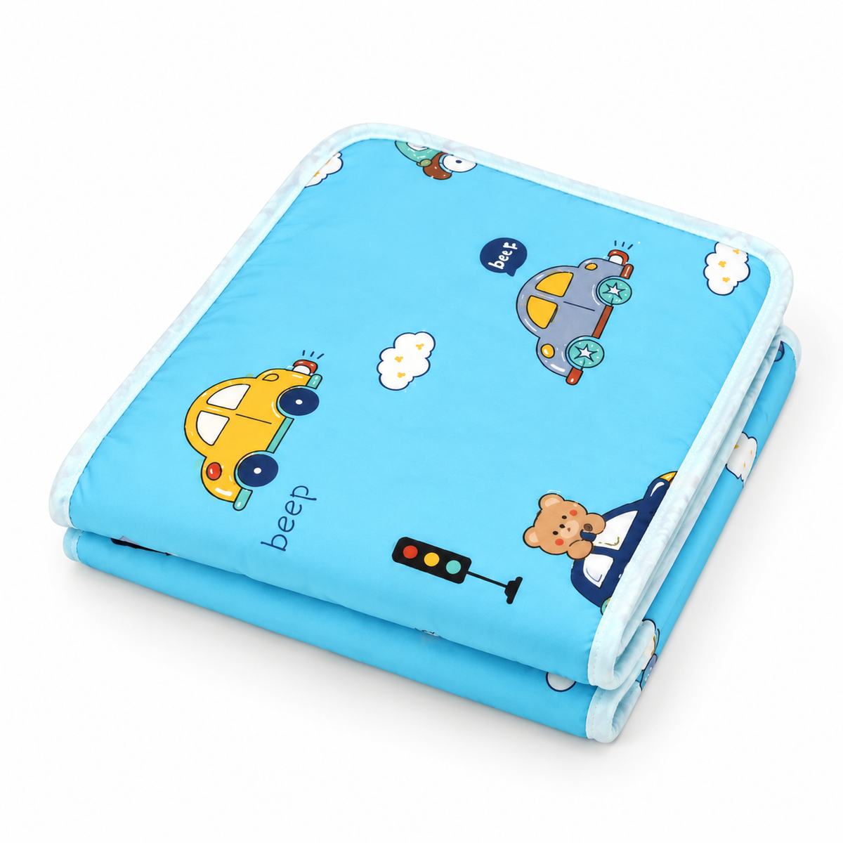 BABY CHANGING SHEET IMP COTTON CAR & BEAR PRINT