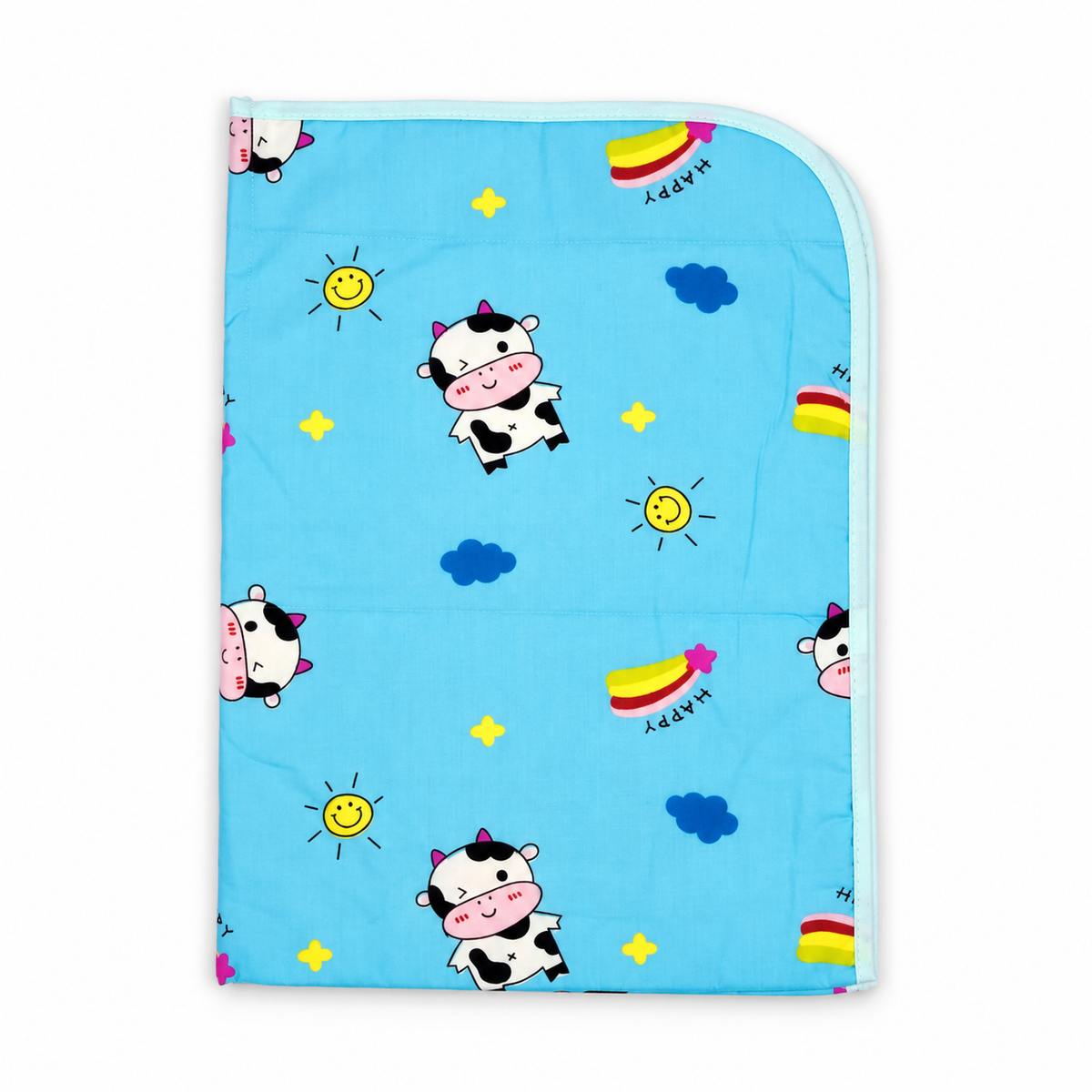 BABY CHANGING SHEET IMP COTTON COW BLUE LARGE