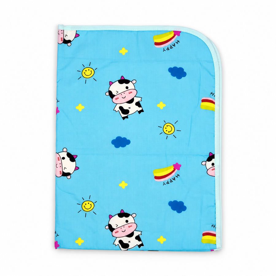 BABY CHANGING SHEET IMP COTTON COW BLUE LARGE