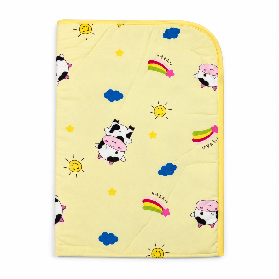 BABY CHANGING SHEET IMP COTTON COW YELLOW LARGE