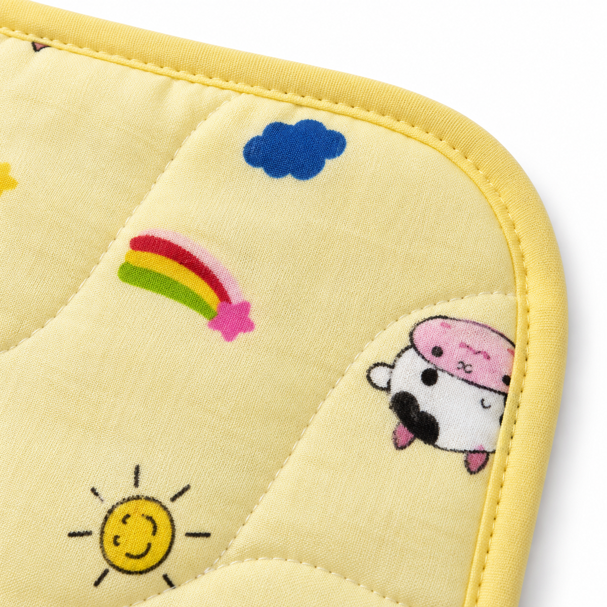 BABY CHANGING SHEET IMP COTTON COW YELLOW LARGE