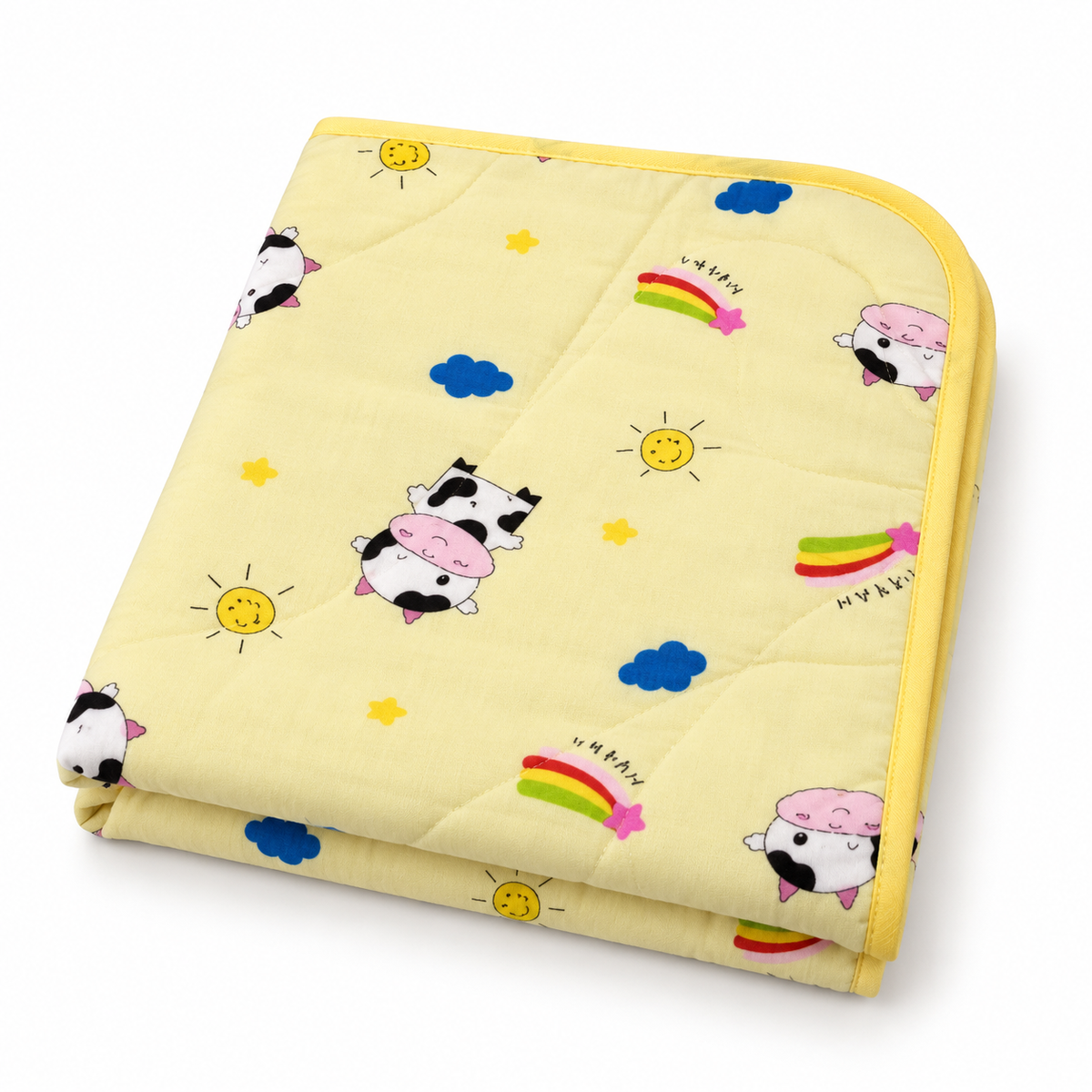 BABY CHANGING SHEET IMP COTTON COW YELLOW LARGE