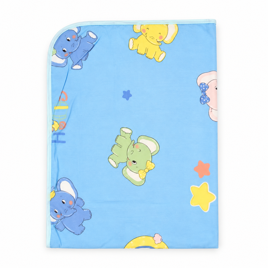 BABY CHANGING SHEET IMP COTTON ELEPHANT BLUE XXL
