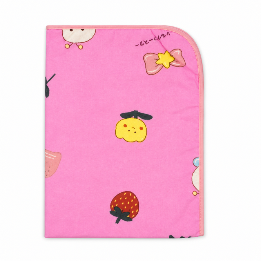 BABY CHANGING SHEET IMP COTTON STRAWBERRY PIINK