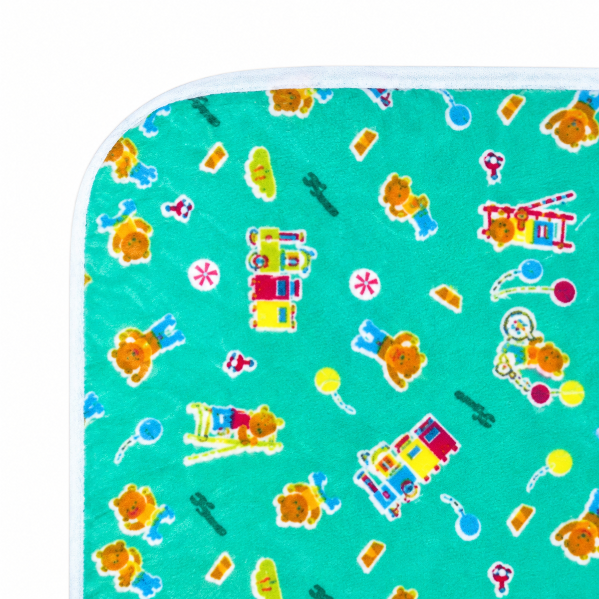 BABY PLASTIC CHANGING SHEET TRAIN PRINT GREEN