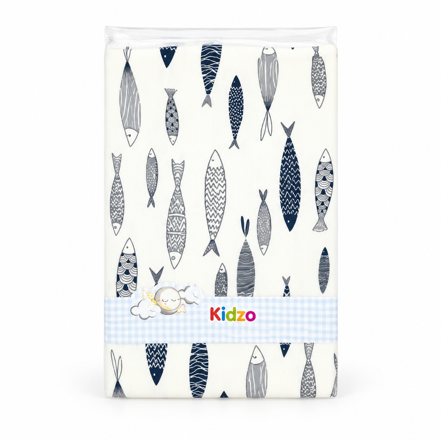 KIDZO BABY CHANGING SHEET FISH WHITE
