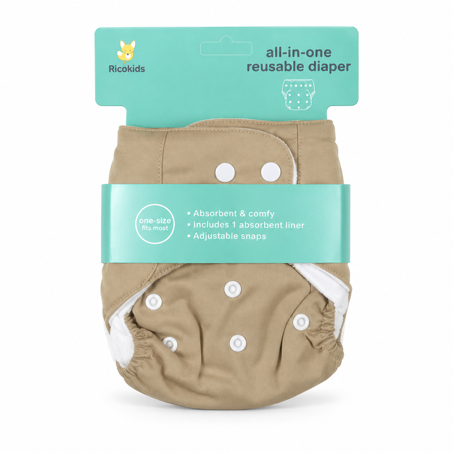 BABY DIAPER BUTTON BROWN