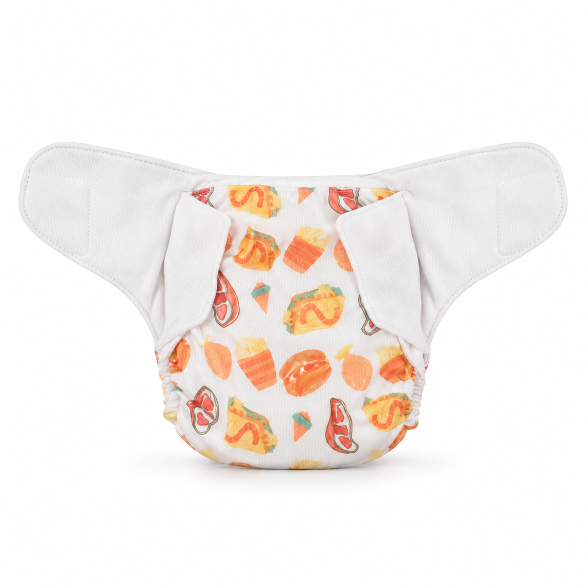 BABY DIAPER BUTTON FAST FOOD PRINTED ORANGE