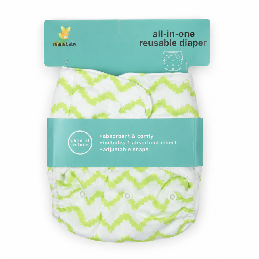 BABY DIAPER BUTTON PRINTED LIGHT GREEN