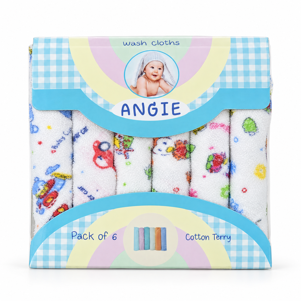 BABY FACETOWEL 6PCS MULTI