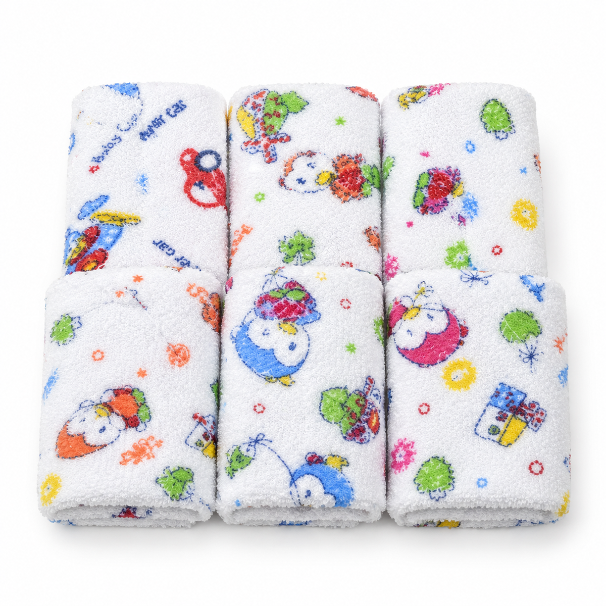 BABY FACETOWEL 6PCS MULTI