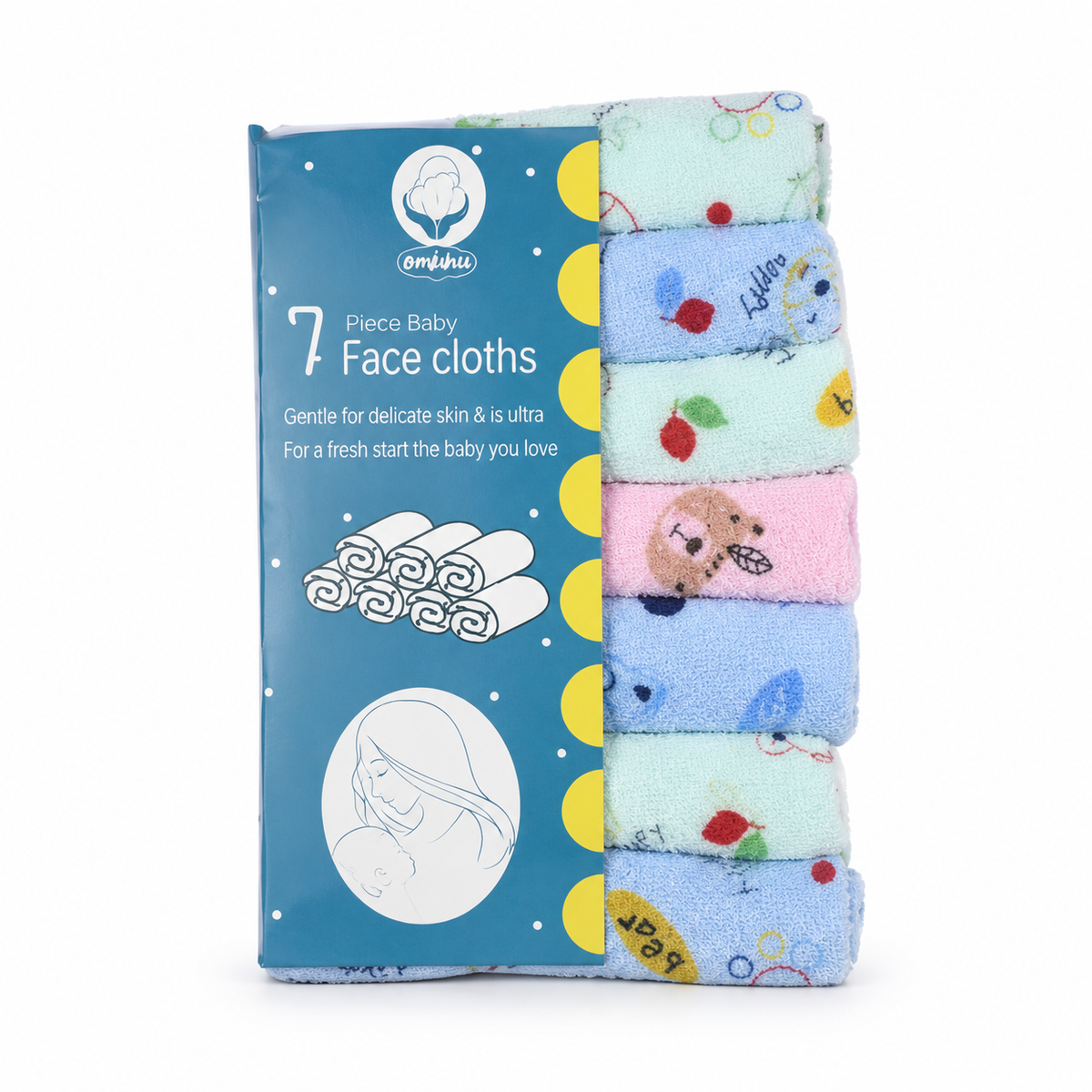 BABY FACETOWEL 7PCS PRINTED MULTI
