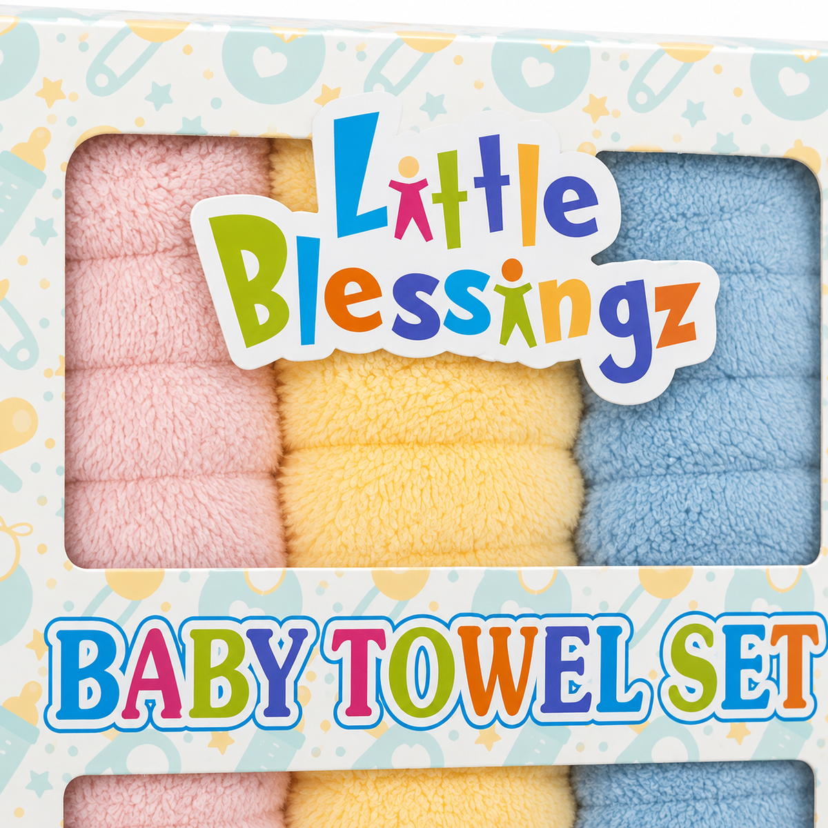 LITTLE BLESSINGZ PACK OF 3 ULTRA-SOFT BABY FACE TOWELS-PASTEL STRIPED THEME (PREMIUM QUALITY)