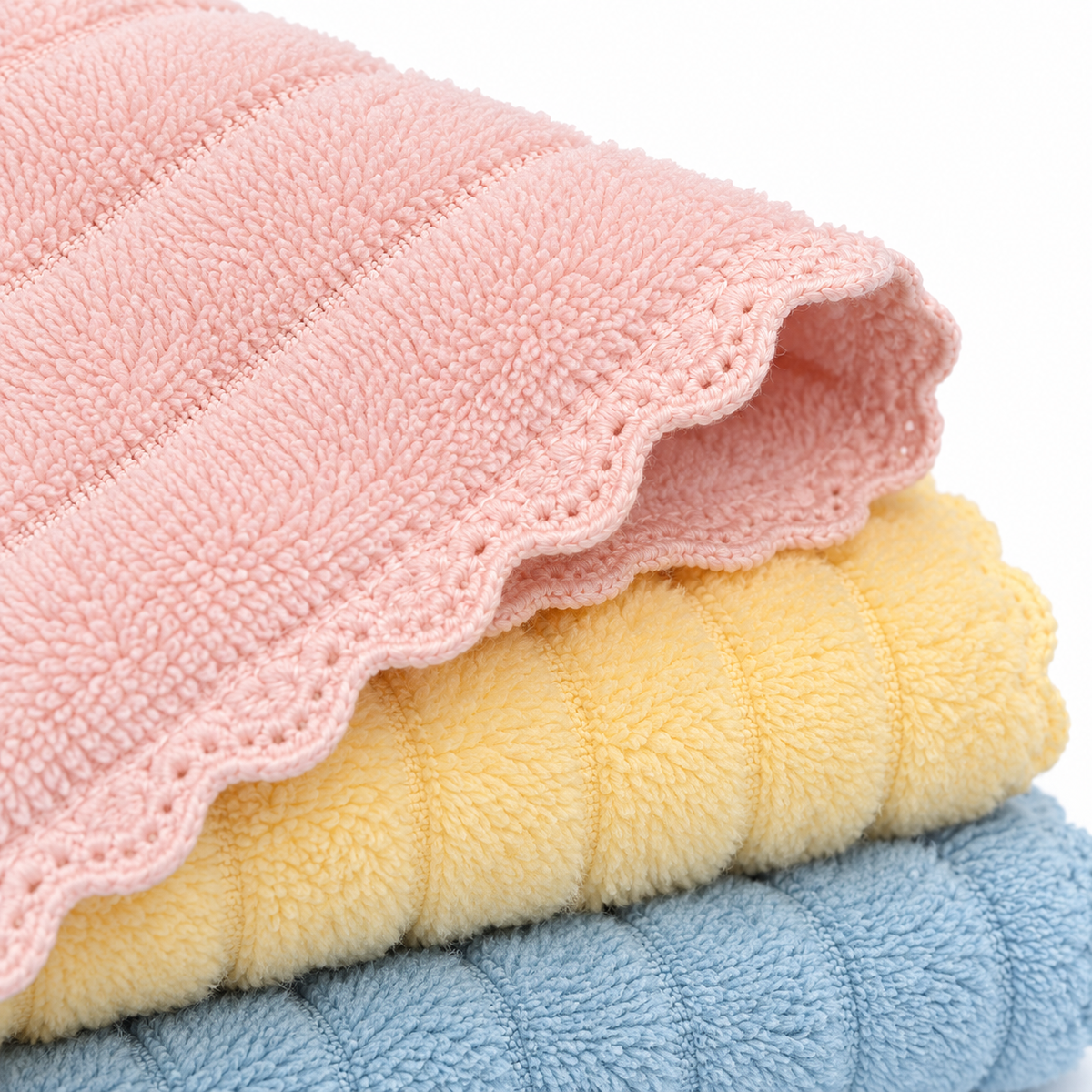 LITTLE BLESSINGZ PACK OF 3 ULTRA-SOFT BABY FACE TOWELS-PASTEL STRIPED THEME (PREMIUM QUALITY)