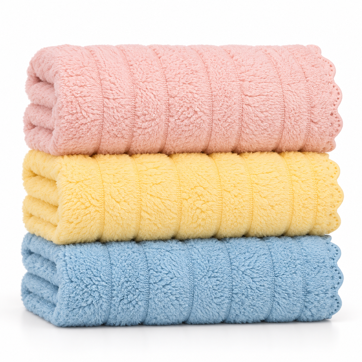 LITTLE BLESSINGZ PACK OF 3 ULTRA-SOFT BABY FACE TOWELS-PASTEL STRIPED THEME (PREMIUM QUALITY)