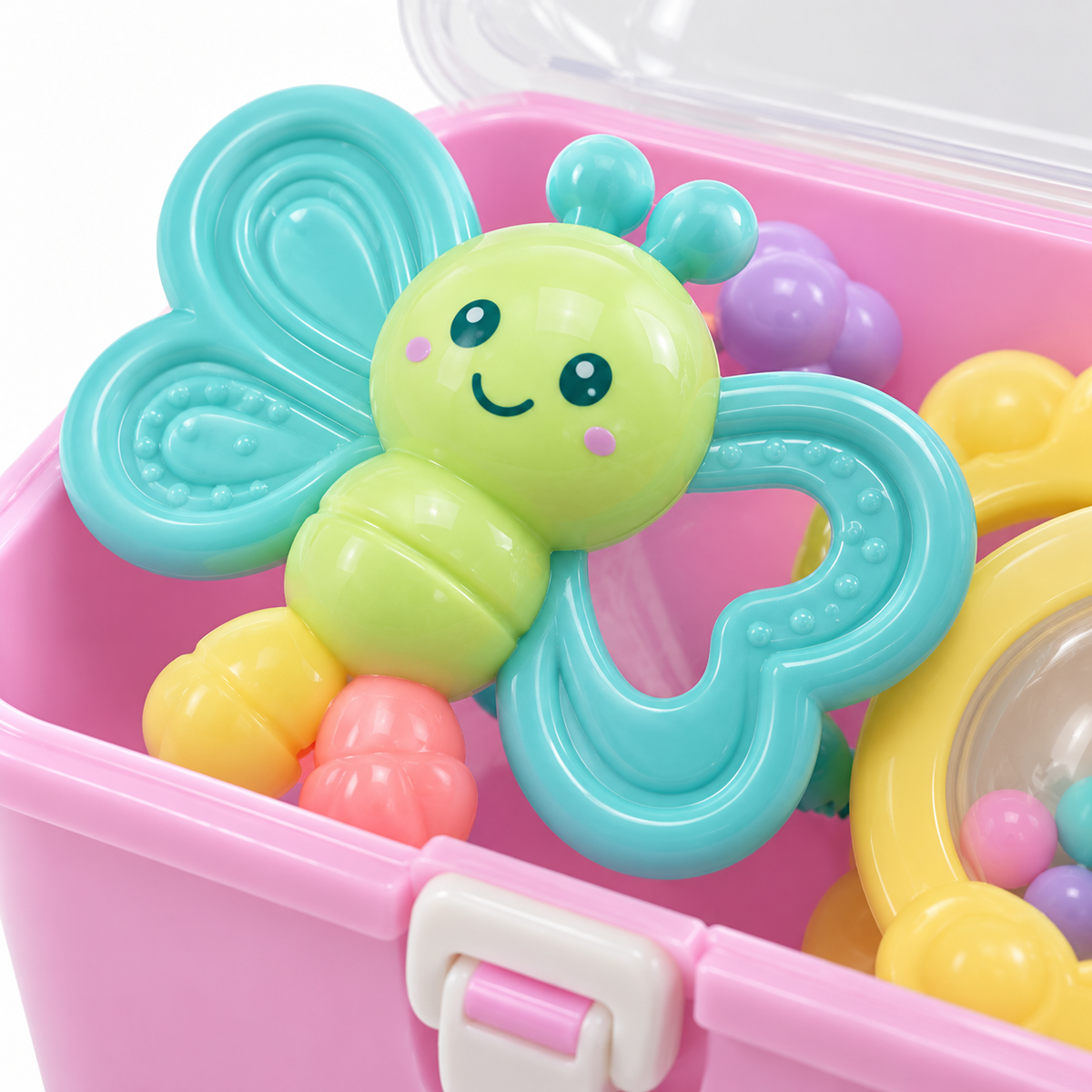 BABY RATTLE BOX BABY PINK 8PCS
