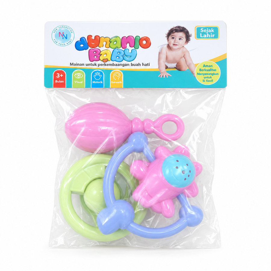 BABY RATTLE SET 3PCS CYAN