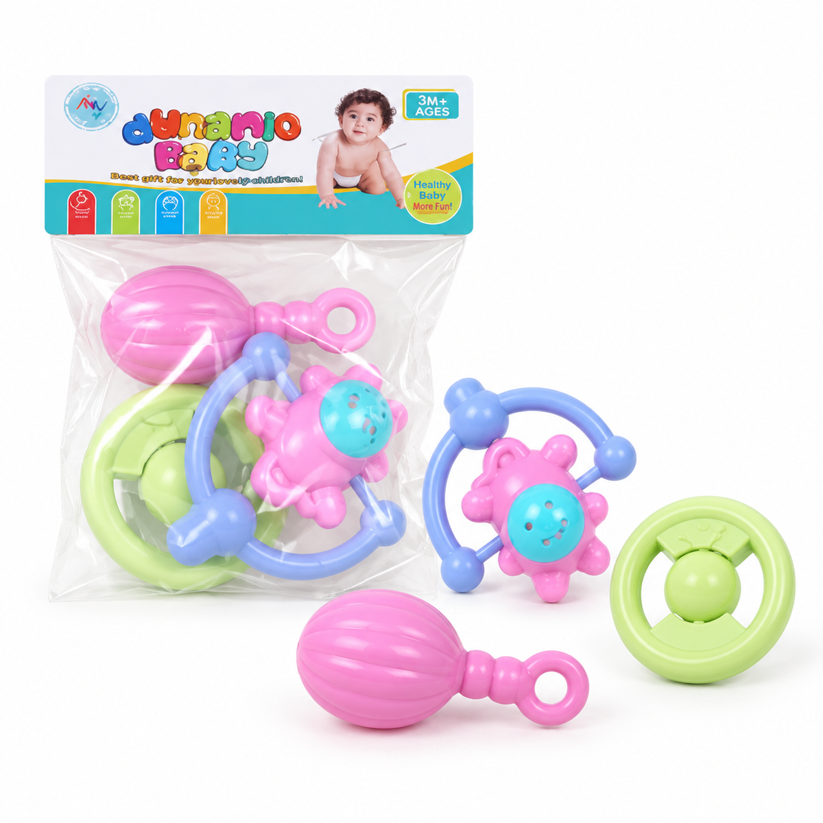 BABY RATTLE SET 3PCS CYAN