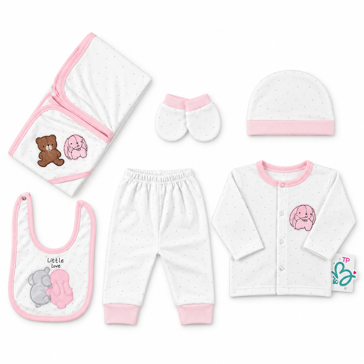 Starter Set 7 Pieces Baby Newborn Essentials Little Love Theme Baby Pink Color