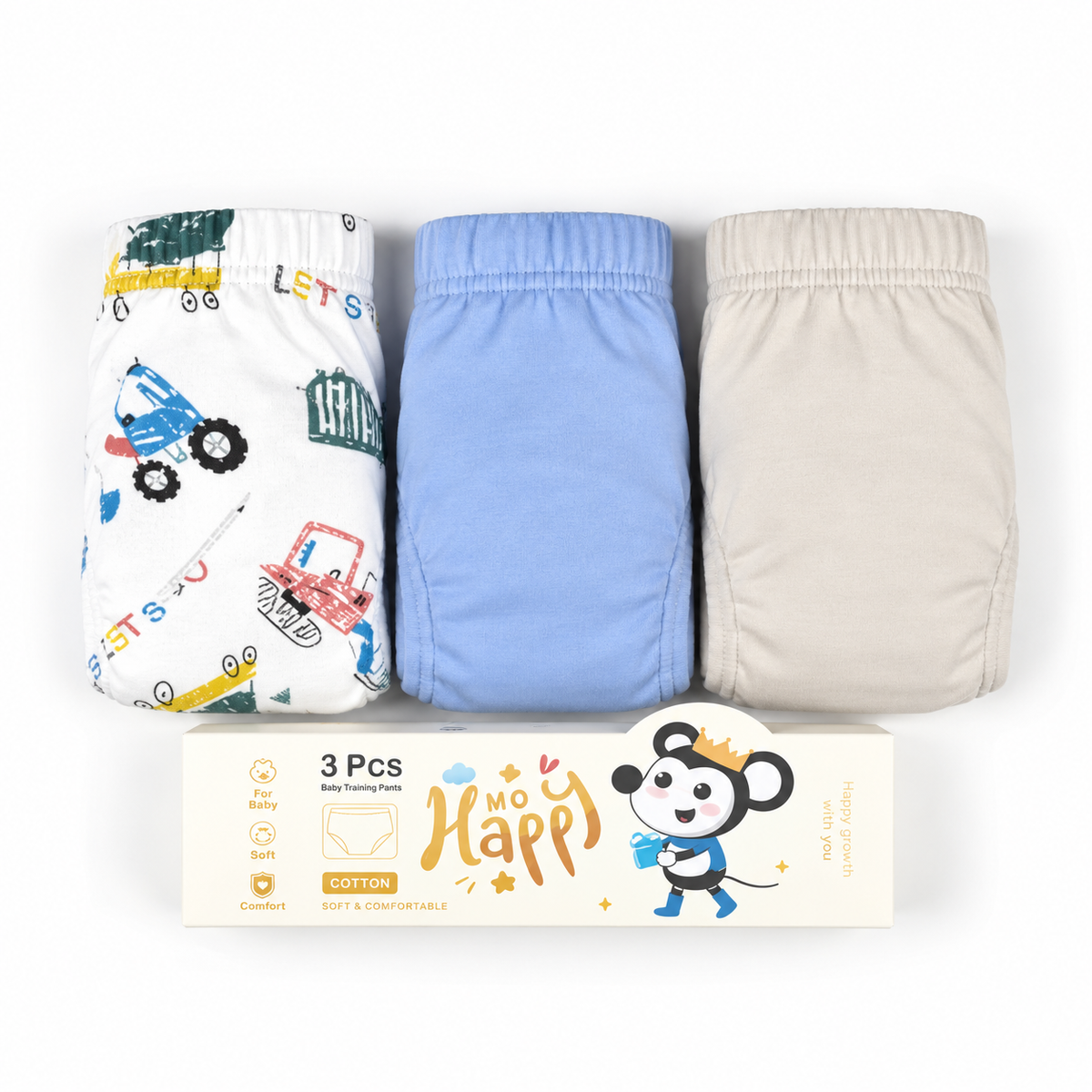 UNISEX HAPPY UNDERWARE CAR AND MIX PRINT 3PCS BOX