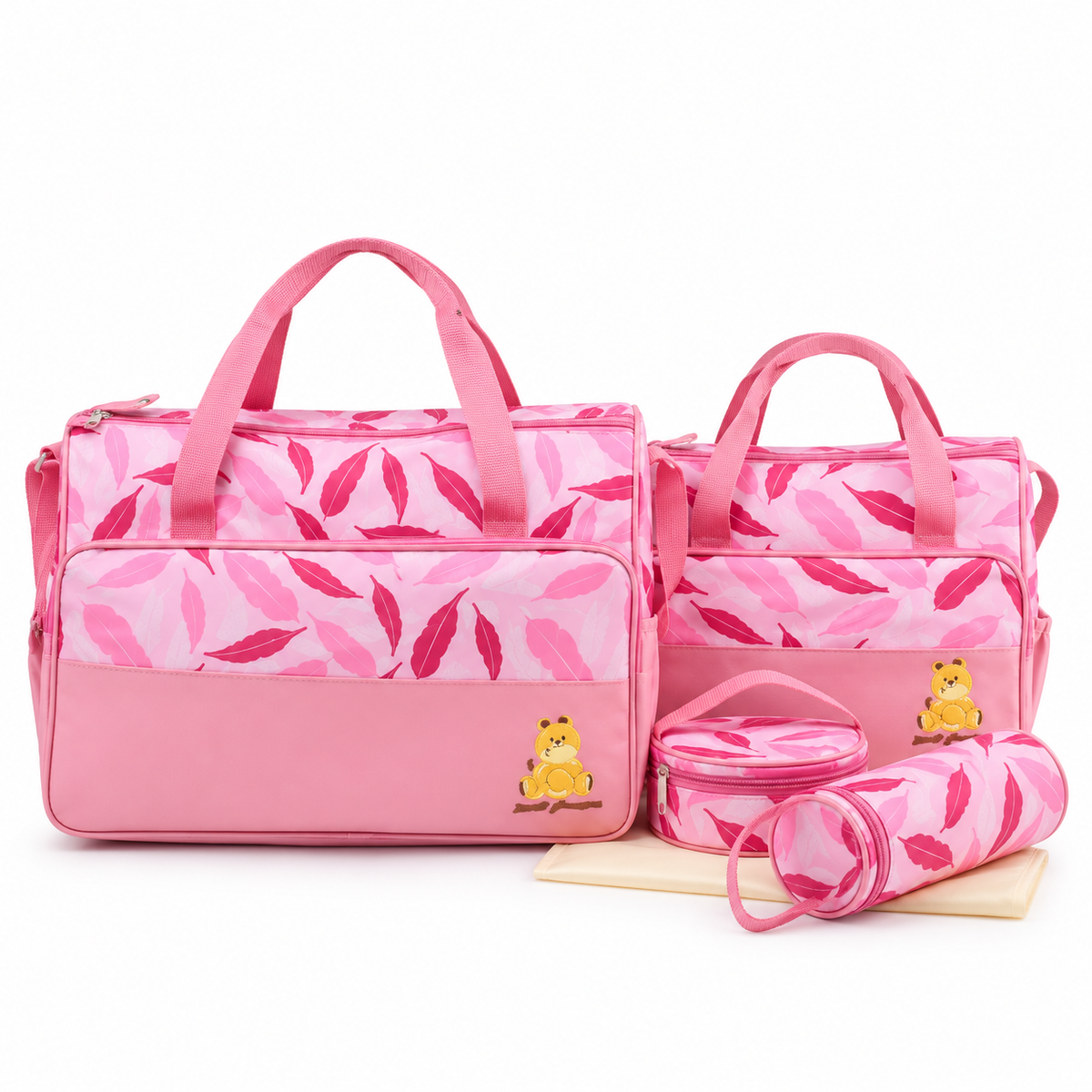 Ga Dot Print Bag 4-Piece Pink