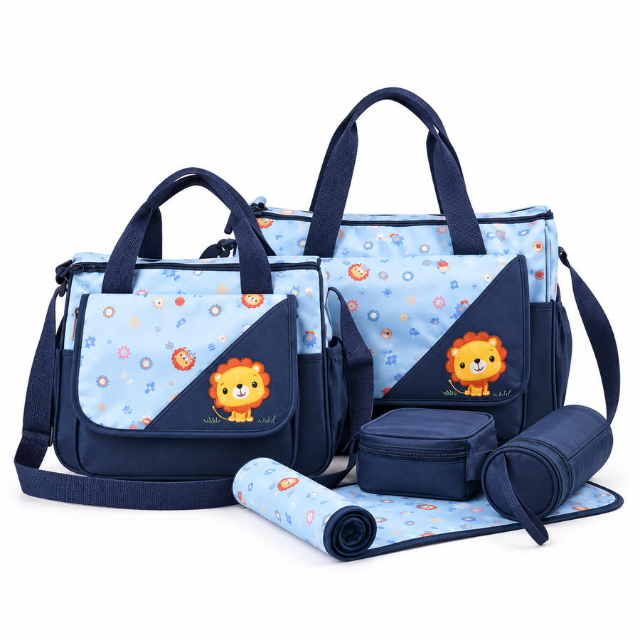 Sun Baby Bag 4-Piece Zig Zag Safari Print Navy Blue