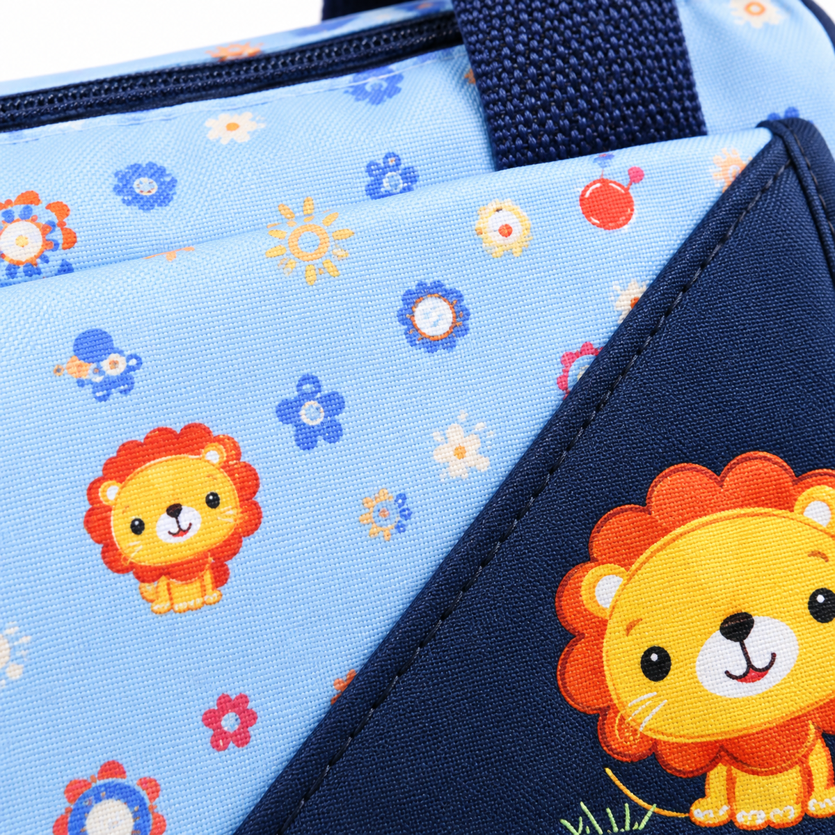 Sun Baby Bag 4-Piece Zig Zag Safari Print Navy Blue