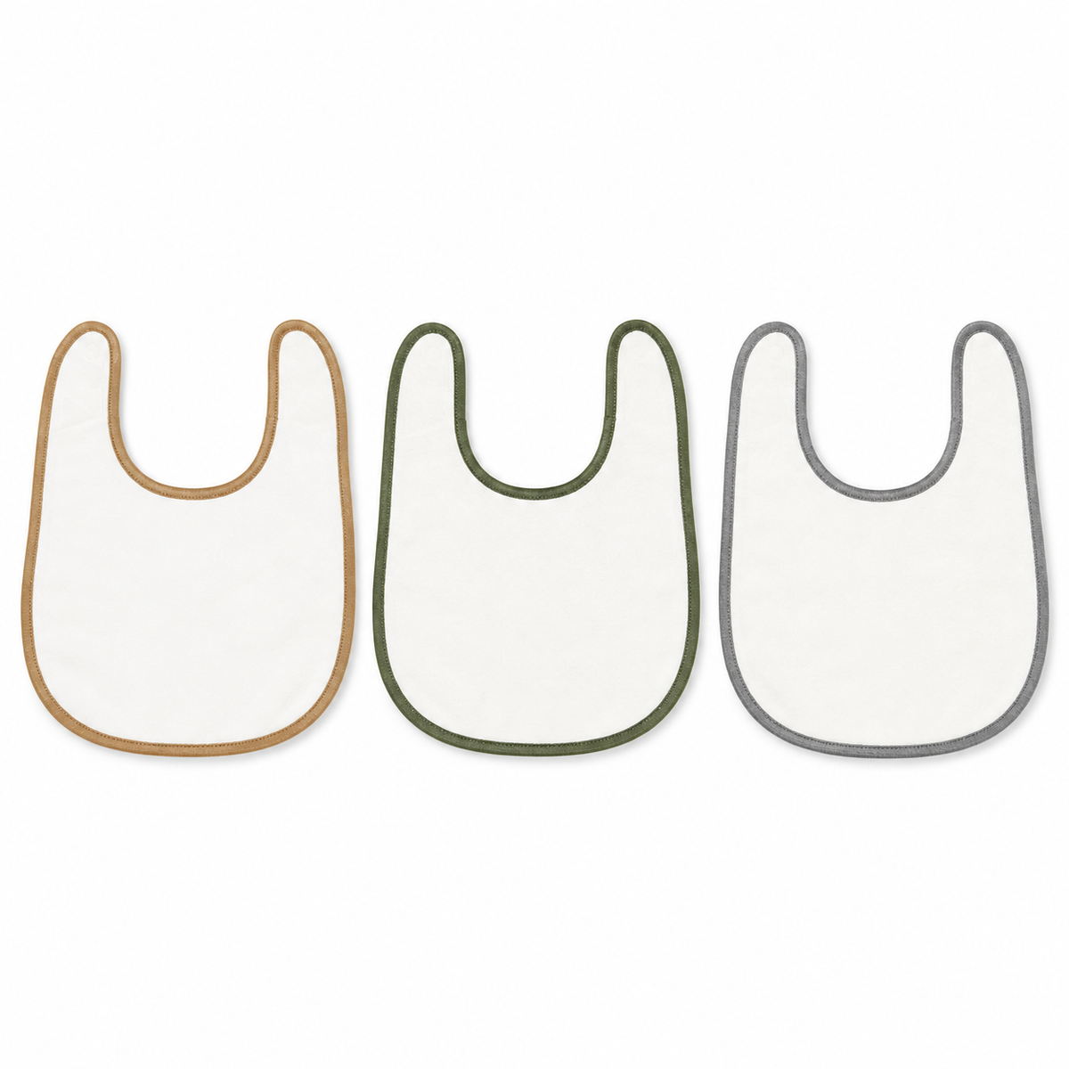 PREMIUM PACK OF 3 EMBROIDERED BABY BIBS KIDZO (GREY,BROWN & GREEN)