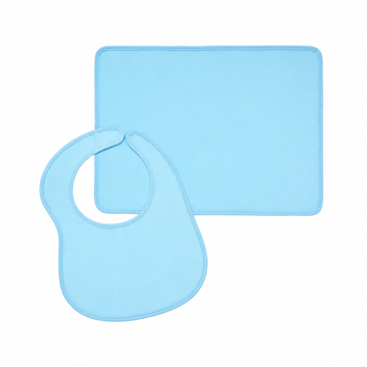 SUN BABY BIB+PLASTIC SHEET AEROPLANE CYAN