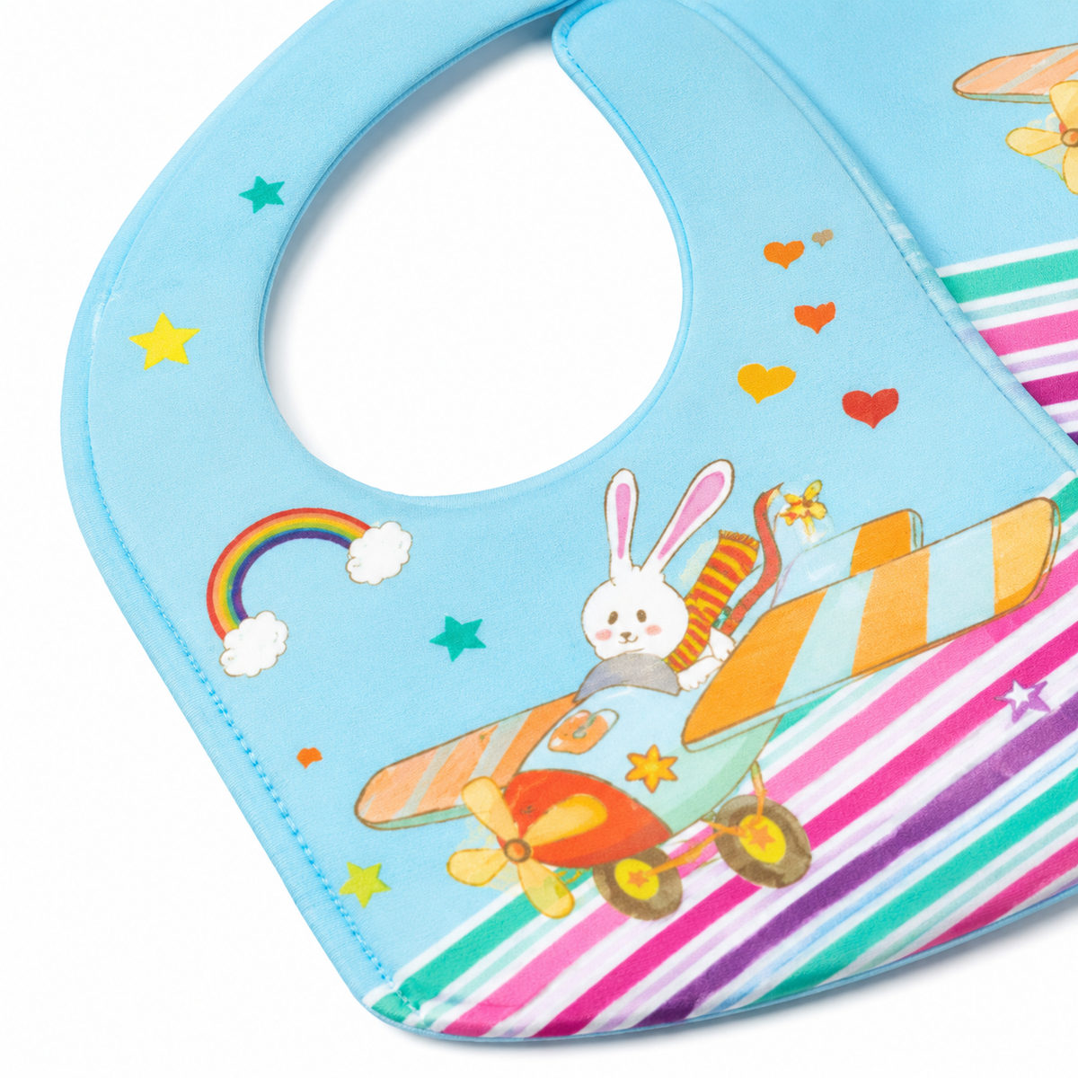 SUN BABY BIB+PLASTIC SHEET AEROPLANE CYAN