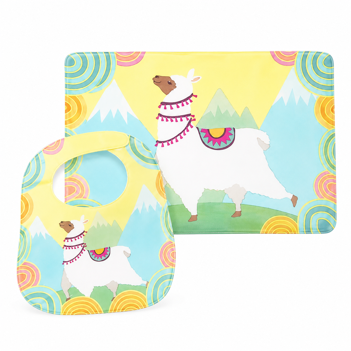 SUN BABY BIB+PLASTIC SHEET SHEEP CYAN
