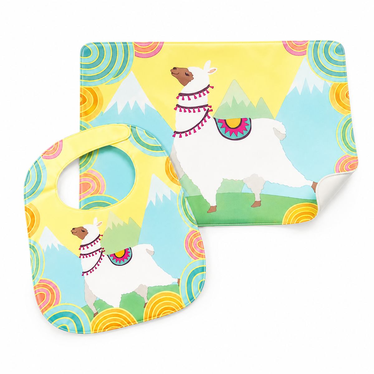 SUN BABY BIB+PLASTIC SHEET SHEEP CYAN