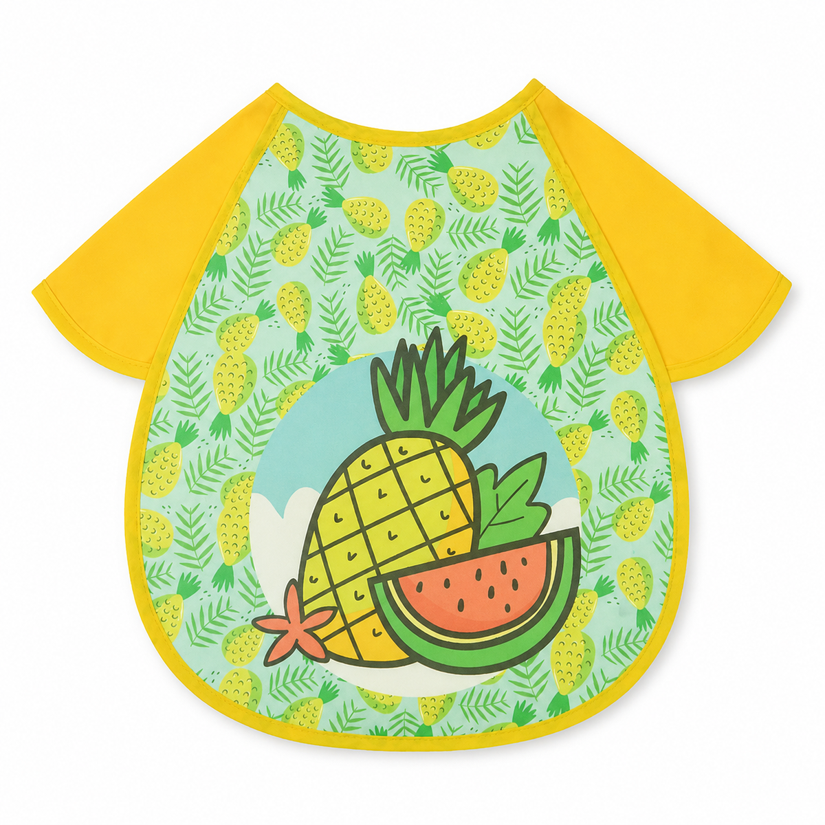 TROPICAL FRUIT PRINT BABY APRON BIB PINEAPPLE & WATERMELON FULL COVER