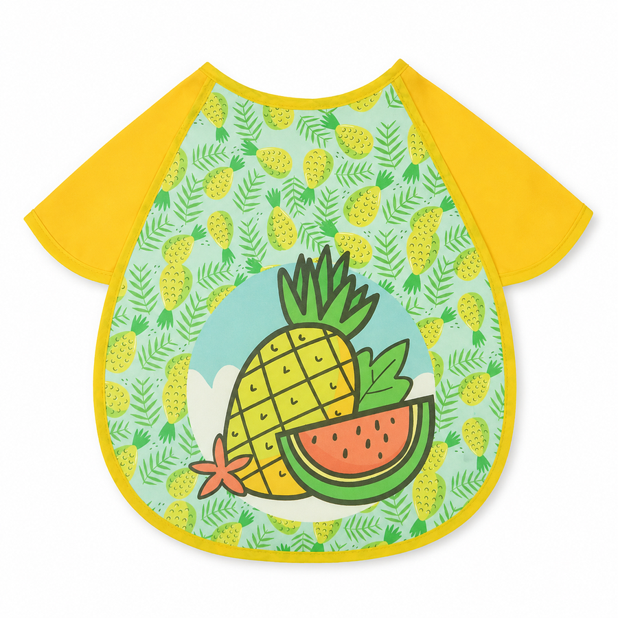 TROPICAL FRUIT PRINT BABY APRON BIB PINEAPPLE & WATERMELON FULL COVER