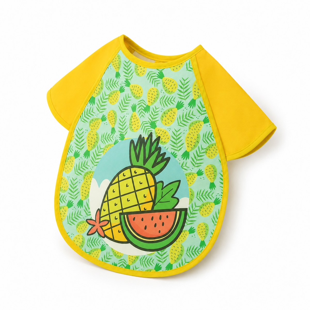 TROPICAL FRUIT PRINT BABY APRON BIB PINEAPPLE & WATERMELON FULL COVER