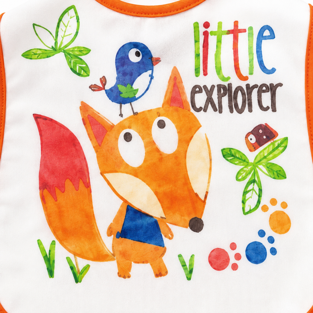 TU BRAND IMPORTED 2 PIECE BABY FEEDING BIB SET FOX DESIGN WATERPROOF