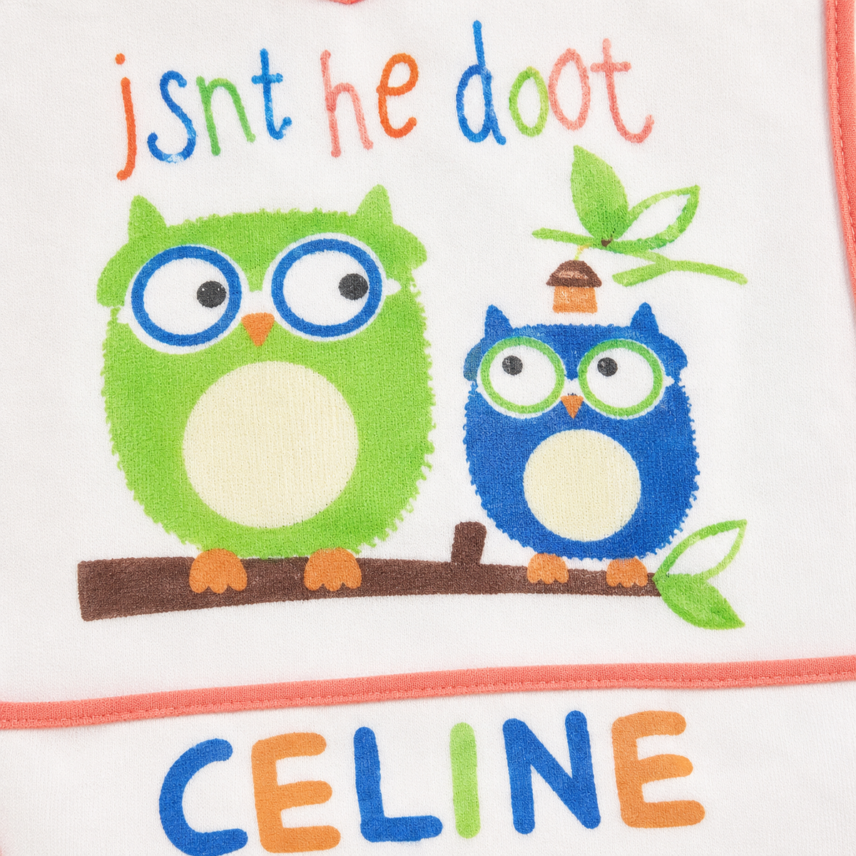 TU BRAND IMPORTED 2 PIECE BABY FEEDING BIB SET OWL DESIGN WATERPOOF